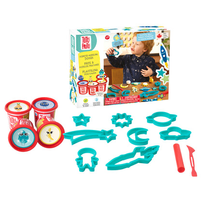 Family Games America scented modeling dough kit with colorful dough tubs and blue shape cutters for kids