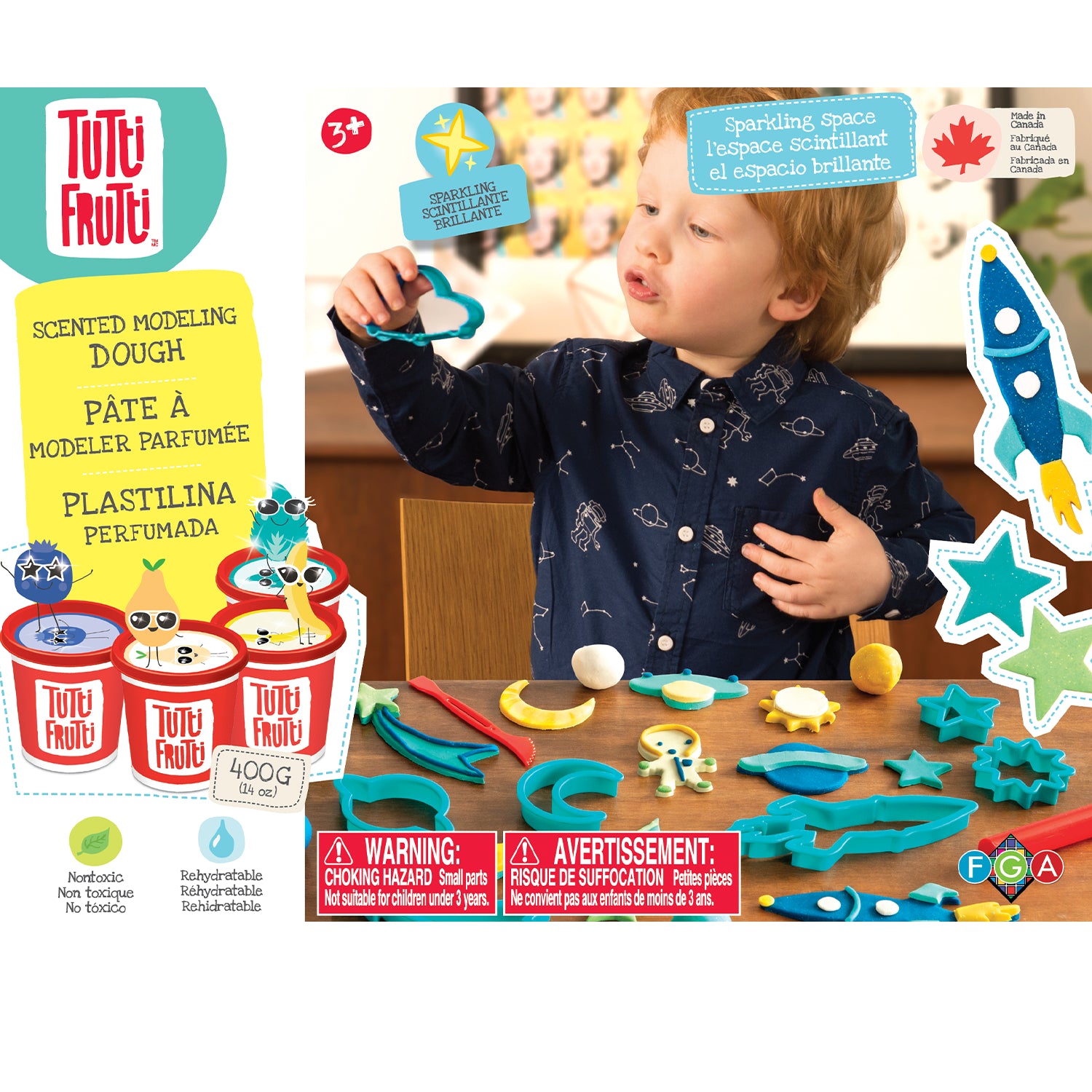 Family Games America scented modeling dough kit with colorful dough and space-themed molds for kids