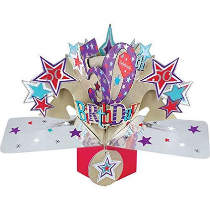 Second Nature Pop Ups 50th birthday pop-up card with colorful stars and 3D design unique birthday cards for adults