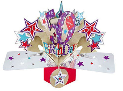 Second Nature Pop Ups unique birthday cards for adults 50th celebration pop-up card with stars and colorful design