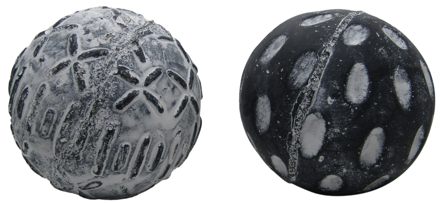 PD Home and Garden concrete garden spheres set of two decorative textured black and white distressed outdoor patio accents