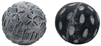 PD Home and Garden concrete garden spheres set of two decorative textured black and white distressed outdoor patio accents