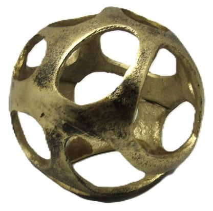 Antique brass openwork decorative orb modern vintage table accent piece for tabletop display