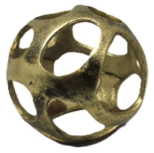 Antique brass openwork decorative orb modern vintage table accent piece for tabletop display